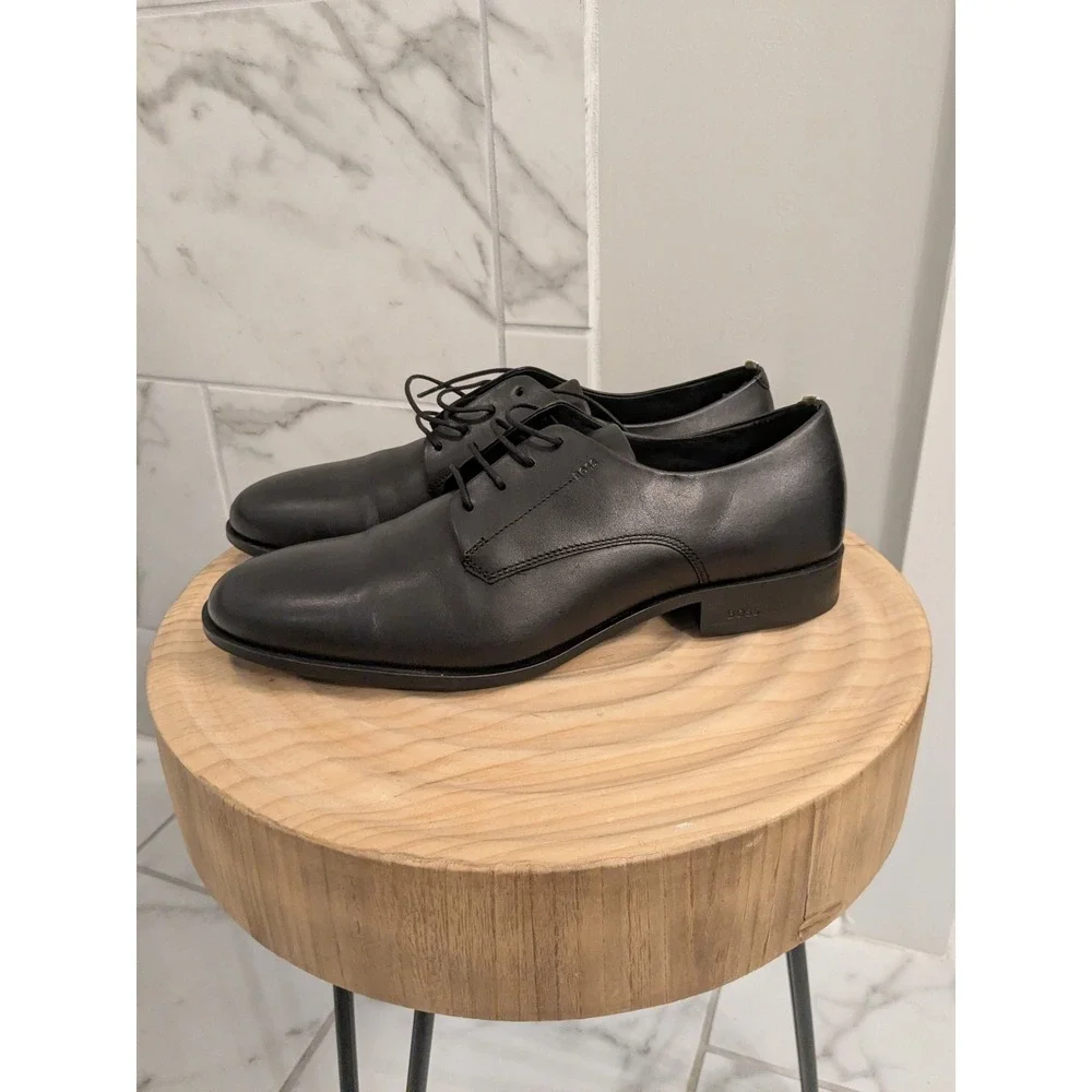 BOSS Men's Black‎ Colby Derb Leather Lace Up Oxford Dress Shoes 11.5 US/10.5 EU